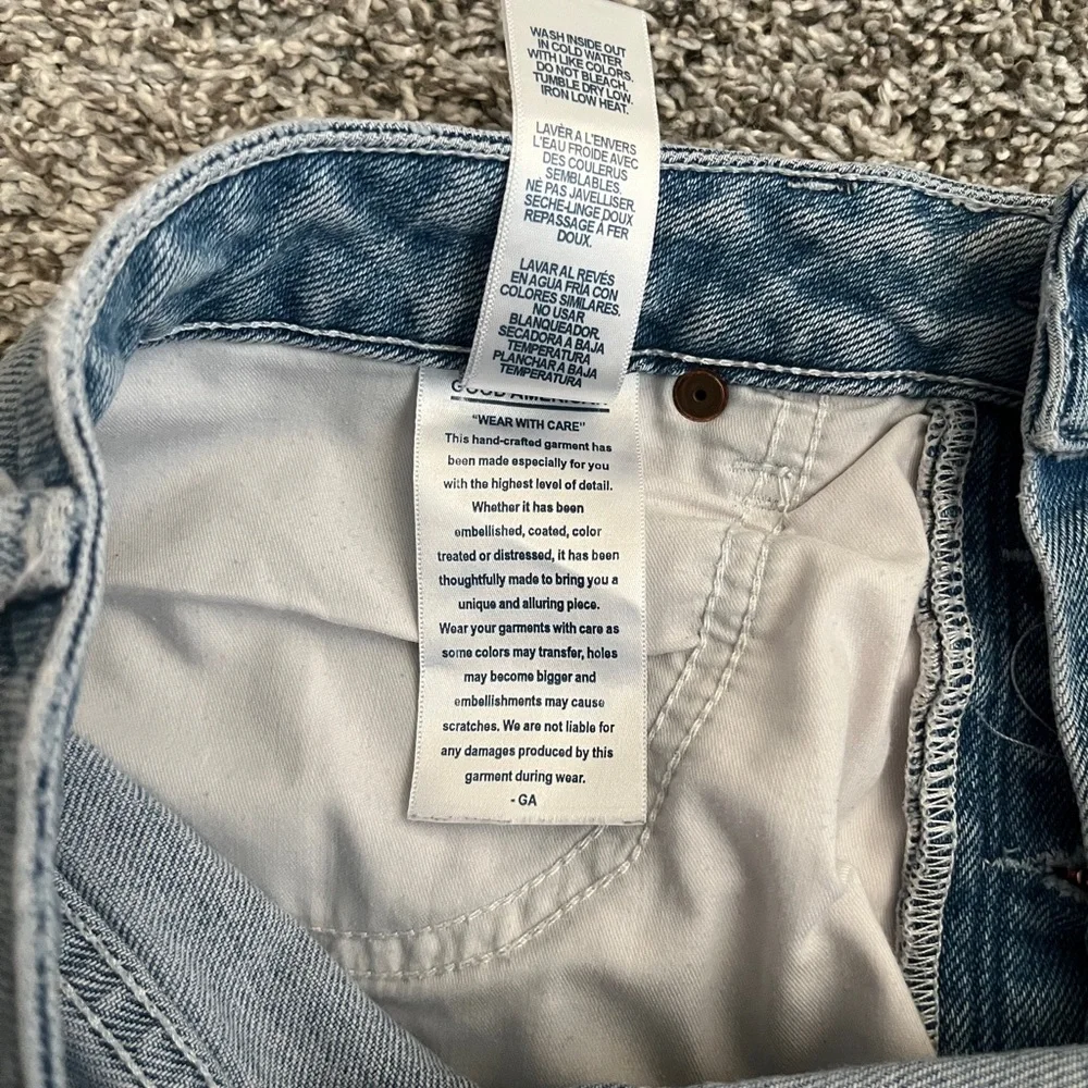 Good American Light Wash High Rise Denim Shorts